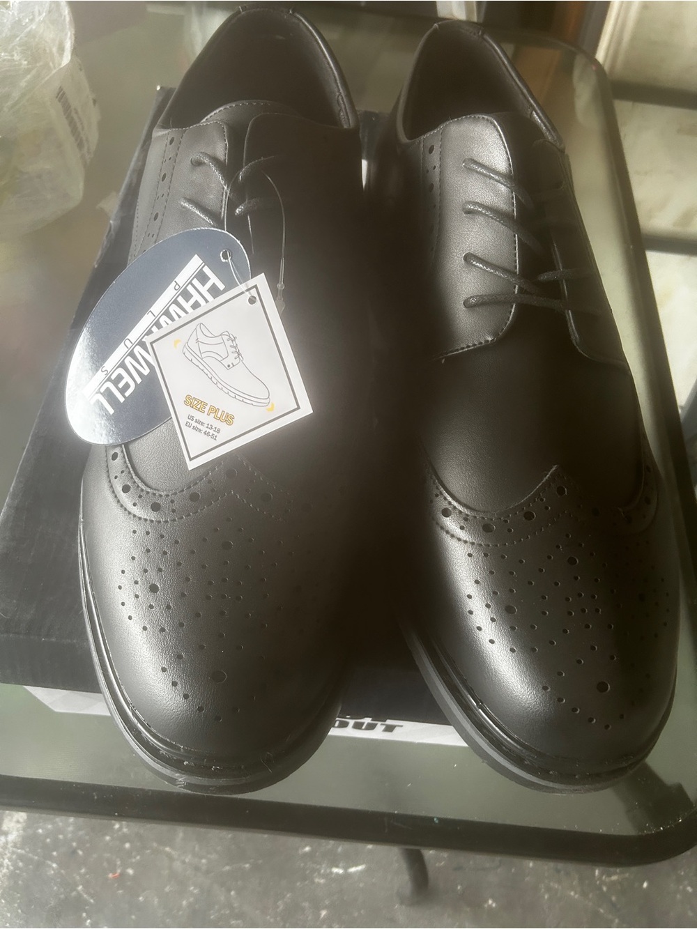 Hummel Men’s Black Leather Brogue Derby Shoes